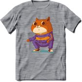 Casual kat T-Shirt Grappig | Dieren katten Kleding Kado Heren / Dames | Animal Skateboard Cadeau shirt - Donker Grijs - Gemaleerd - XXL