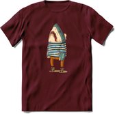 Casual haai matroos T-Shirt Grappig | Dieren vissen Kleding Kado Heren / Dames | Animal Skateboard Cadeau shirt - Burgundy - M