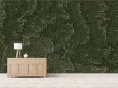 Professioneel Fotobehang legergroene camouflage van rondjes - groen - Sticky Decoration - fotobehang - decoratie - woonaccessoires - inclusief gratis hobbymesje - 562 cm breed x 380 cm hoog -
