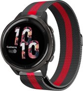 Milanees Smartwatch bandje - Geschikt voor  Garmin Venu 2 Milanese band - 45mm - Rood-zwart - Strap-it Horlogeband / Polsband / Armband
