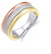 Schitterende Bicolor Zilveren Ring met Zirkonia 19,75 mm (maat 62)