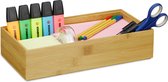 Relaxdays 1x bamboe organizer - stapelbaar - 30 x 15 cm - badkamer - keuken - opbergbox