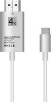 DrPhone USB-C naar HDMI Adapter kabel - 4K 60Hz - HDTV Adapter - Type-C naar HDMI-kabel - Wit