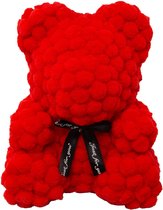 Cupido’s Choice ®️ Wollen Beer 25cm – Rozen Beer - Rozen Teddybeer – Rose Bear - Moederdag - Rood