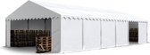 Opslagtent 6x12 m stabiele industrietent met ca. 500 g/m² PVC-Zeil in wit weidetent beschutting met grondframe en dakversteviging
