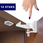 Onzichtbaar Kinderslot 12 Stuks – Kinderslot Kastjes – Zelfklevende Kinderbeveiliging Lade & Kast – Kastbeveiliging voor kinderen/baby’s – Veiligheidshaakjes