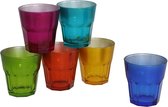 6x Stuks gekleurde drinkglazen 270 ml van glas - Waterglazen - Glazen