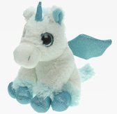 Pluche knuffel dieren Unicorn/eenhoorn wit/blauw van 20 cm - Speelgoed knuffels - Cadeau voor meisjes
