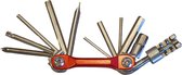 Multitool fiets - Fietsgereedschap - Inbussleutelset - Met kettingpons - Minitool - 11 delig - Rood