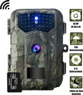 Wildcamera met Nachtzicht en WiFi - Wildlife Camera 48MP - Buiten Camera - WildCamera 4k resolutie full hd - Inclusief 64GB Micro SD-Kaart en Nederlandstalige Handleiding
