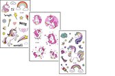 Unicorn tattoos - Tattoos - Unicorn plakplaatjes - Unicorn  - Kindertattoo - 3 velletjes