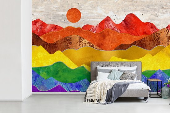 Behang - Fotobehang Pride - Regenboog - Marmer - Breedte 525 cm x hoogte 350 cm