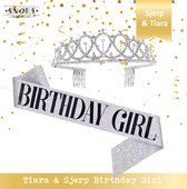 Snoes * Silver Verjaardag Kroon Tiara en Sjerp * Silver * Zilver * Jarige versiering * Dress up for your Birthday *