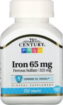 Voordeelpakket: IJzer tabletten / 65 (!) mg / Iron / 2 x 120 stuks / 21st Century Vitamins