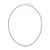 CO88 Collection 8CO-26262 Kralen Ketting - Dames - Glas - 2 mm - Staal - 3 mm -  70 + 7 cm - Zwart - Goudkleurig