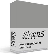 Sleeps Flanel Velvet Hoeslaken Grijs Tweepersoons 160x200 cm - Hoogwaardige Kwaliteit - Fluweel Zacht & Heerlijk Warm