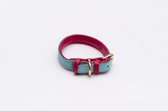 Petozzy - halsband hond - halsband puppy - luxe - Leren hondenhalsband - Groen - Purper - Verstelbaar - XS/S- 23 cm tot 31 cm