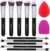 Make-up Borstelset | Professioneel | Foundationborstel | Make-up Spons | Blushborstel | Concealerborstel | Oogschaduwborstel | Siliconen | 12 Delig