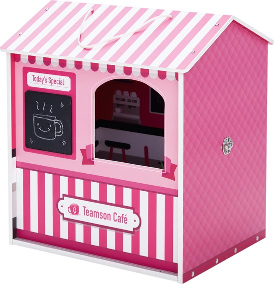 Teamson Kids - Maison de poupée Dreamland city café 30 cm - rose / blanc /  noir | bol.com