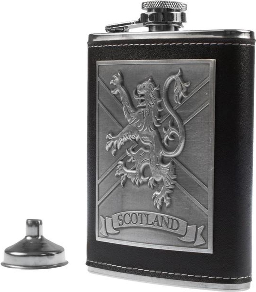 Highland Tartan Tweeds Heupfles Lion Emblem Black (07935)