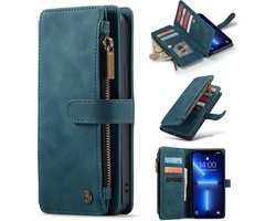 Casemania Hoesje Geschikt voor Apple iPhone 13 Mini - Emerald Green - Luxe Portemonnee Book Case met Rits