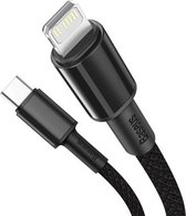 Baseus USB-C naar Lightning kabel 1 Meter geschikt voor Apple iPhone (12,13) & iPad- oplader kabel - lader - kabel - oplader, 20W, 5A, PD,  (Zwart)  CATLGD-01
