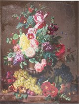 Clayre & Eef Schilderij 60*3*80 cm Meerkleurig Canvas Rechthoek Fruit en Bloemen Muurdecoratie Wanddecoratie