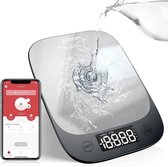 SINOCARE - Digitale keukenweegschaal, met bluetooth app - Professionele elektronische weegschaal met tara-functie - led-display - gewicht 5 kg/1 g - Nauwkeurig roestvrij staal, voor bakken en