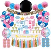 Lacardia Gender Reveal 120 pièces - accessoires photo - banderoles - ballons - ballon de révélation de genre - embellissement de révélation de genre