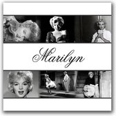 Dibond - Filmsterren / Retro - Marylin Monroe / Collage in wit / grijs /zwart - 100 x 100 cm.