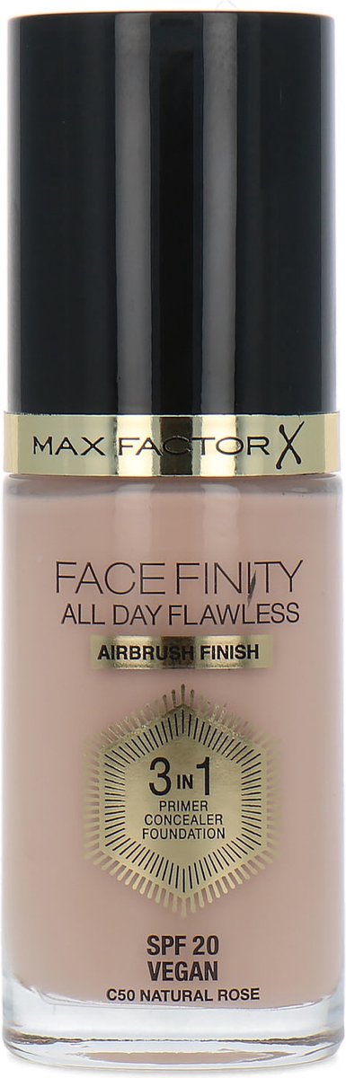 Max Factor Facefinity All Day Flawless 3 in 1 Airbrush Finish Foundation - C50 Natural Rose (Vegan)