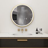 Badkamerspiegel - Spiegel met Verlichting - Spiegel - Spiegel Rond - Led Verlichting - Anti Condens - Goud - 80 cm
