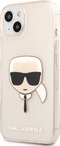 Karl Lagerfeld iPhone 13 Hardcase Backcover - Glitter - Karl's head - Transparant