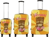 Travelsuitcase Hawaii - reiskofferset 3delig - Polycarbonaat - Hawaii design