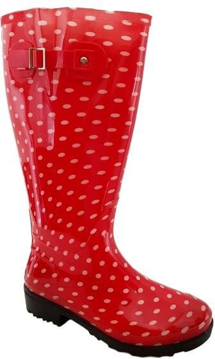 JJ Footwear Regenlaars Wide Wellies Rood Wit Polka Dots Kuitmaat L