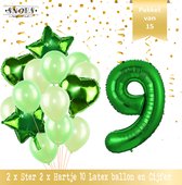 Cijfer Ballon 9 Jaar Groen Forrest Green Boeket * Hoera 9 Jaar Verjaardag Decoratie Set van 15 Ballonnen * 80 cm Verjaardag Nummer Ballon * Snoes * Verjaardag Versiering * Kinderfe