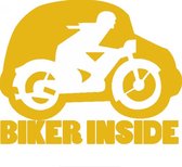 Biker inside sticker voor op de auto - Auto stickers - Auto accessoires - Stickers volwassenen - 15 x 12 cm Goud