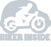 Biker inside sticker voor op de auto - Auto stickers - Auto accessoires - Stickers volwassenen - 15 x 12 cm Chrome
