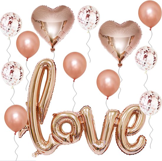 13 Pcs Valentijnsdag Decoratie- Romantische bruiloft I love U Hart Folie Ballonnen