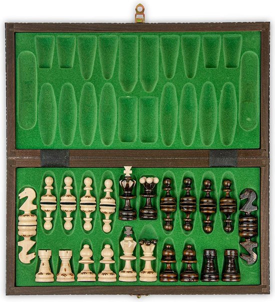 Thumbnail van een extra afbeelding van het spel Amazinggirl - Schaakbord set - Opvouwbaar houten schaakbord