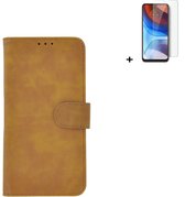 Motorola Moto G50 Hoesje - Motorola Moto G50 Screenprotector - Bookcase Wallet Bruin Cover + Tempered Glass