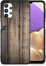Leuk TPU Back Cover Geschikt voor Samsung Galaxy A32 5G Telefoon Hoesje met Zwarte rand Steigerhout