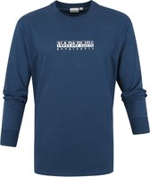 Napapijri - S-Box Longsleeve T-shirt Blauw - Maat XXL - Regular-fit