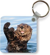 Sleutelhanger - Otter in het water - Plastic - Rond - Uitdeelcadeautjes
