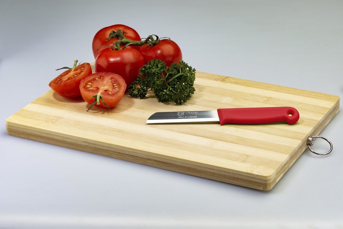 Solingen Schilmesje – RVS Glad – 18,5 cm met Blade Cover – Rood