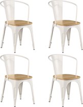 Decoways - Eetkamerstoelen 4 st massief mangohout wit