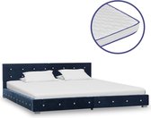 Decoways - Bed met traagschuim matras fluweel blauw 180x200 cm