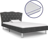 Decoways - Bed met traagschuim matras stof donkergrijs 90x200 cm