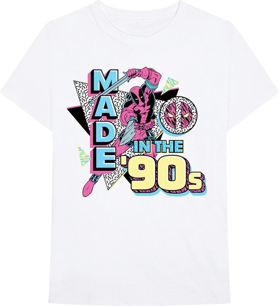 Marvel Deadpool Heren Tshirt Made In The 90s Wit