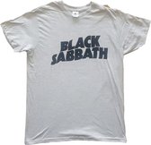Black Sabbath Heren Tshirt -L- Black Wavy Logo Wit